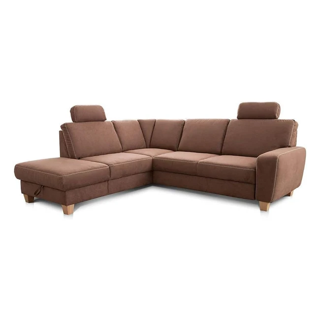 Cavadore Ecksofa Wisconsin mit Bettfunktion Schlafsofa Federkern Stauraum Landha
