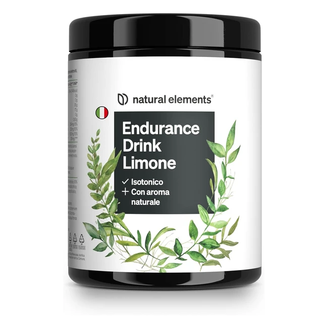 Endurance Drink Limone 600g - Isotonico con Electroliti e Carboidrati - Vegano - Biodisponibilità Ottimale