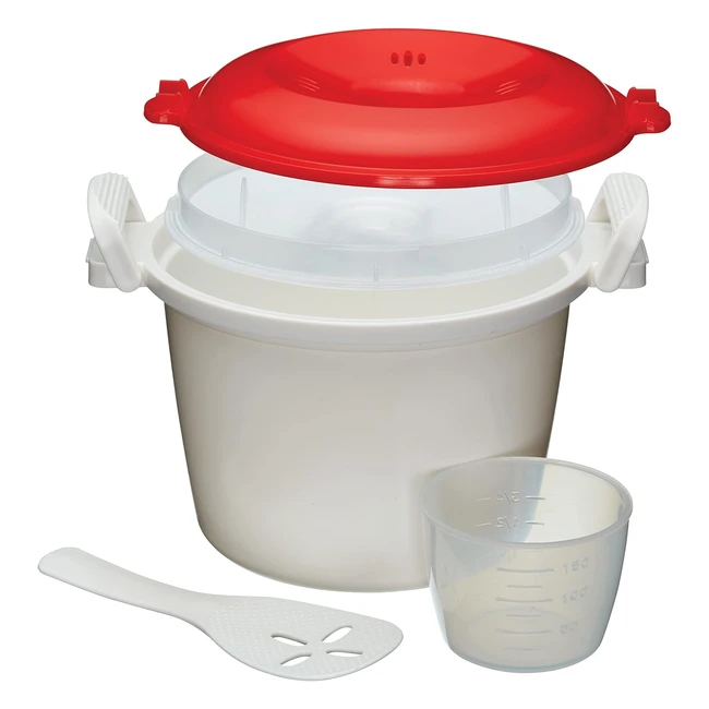 Arrocera y Vaporera para Microondas KitchenCraft 15L Blanco Rojo Sin BPA