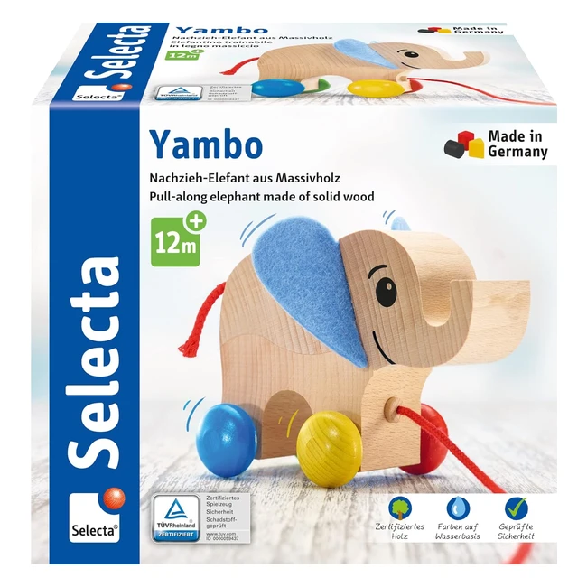 Jouet en bois selecta 62000 Yambo l'éléphant à tirer 135 cm