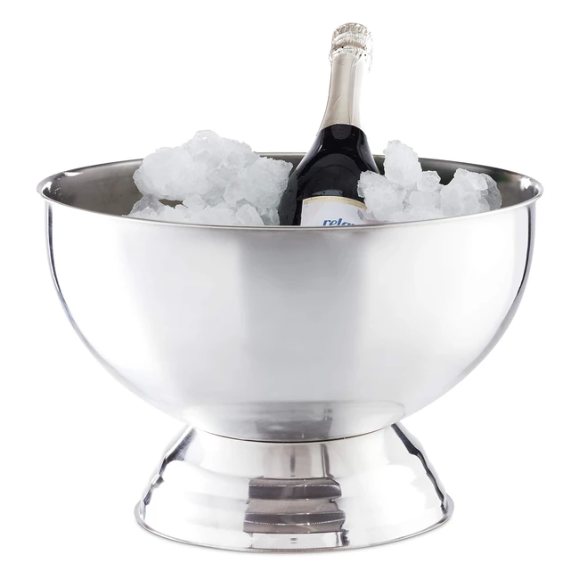 Seau à champagne inox Relaxdays 10024734 - Pot à glace pour bouteille de vin - 365 cm - Argent