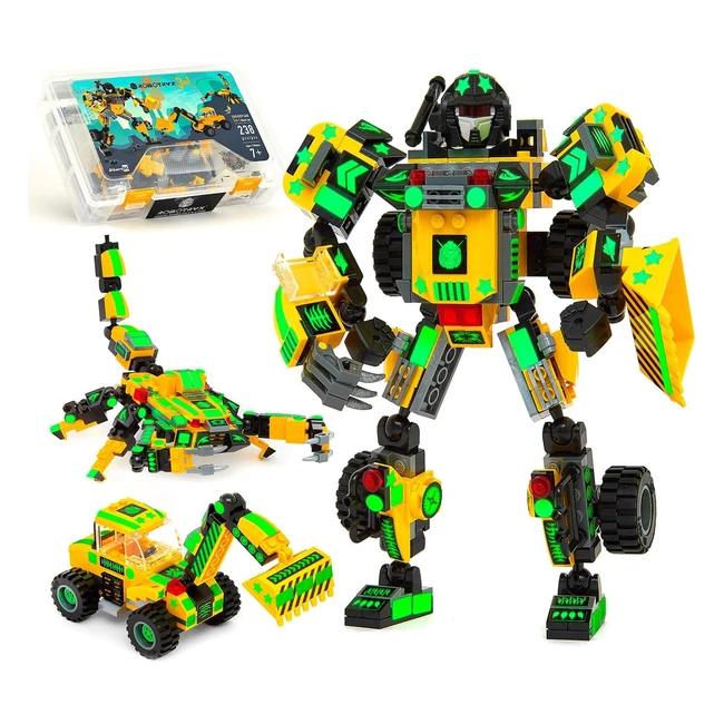 Jitterygit Mech Robot Super Hero Action Figure Xmas Gift Toy Set - STEM Building
