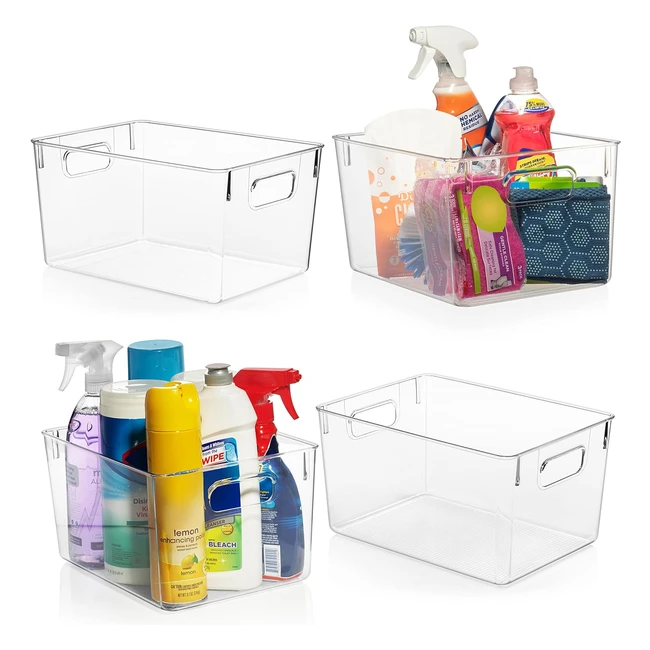 Clearspace Plastic Storage Bins - Kitchen Organisation 4 Pack