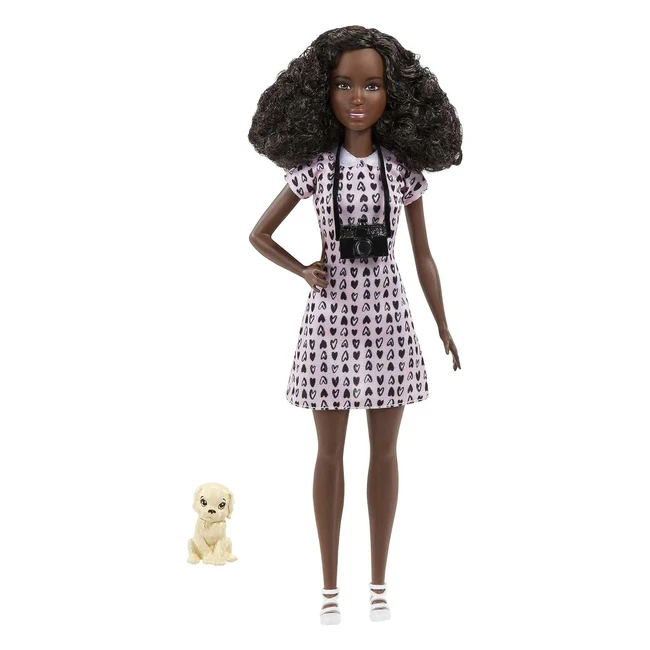 Barbie Pet Photographer Doll 12 Inches Petite Brunette Heartprint Dress Shoes Ca