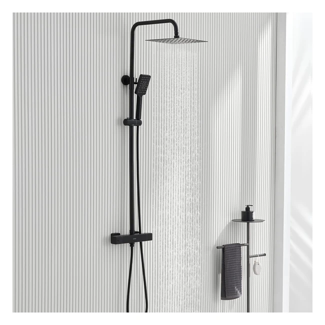 Colonne de douche thermostatique Ulytid noir avec mitigeur mural hauteur réglable