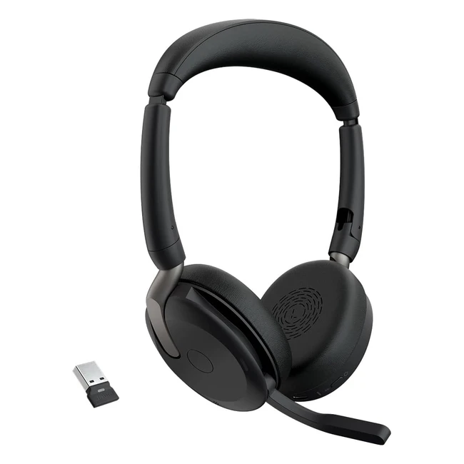 Jabra Evolve2 65 Flex Wireless Stereo Headset - Noise Cancelling, ClearVoice Technology, Hybrid ANC - Black