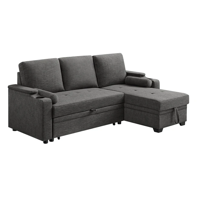 VASAGLE Schlafsofa mit Stauraum Grau LCS801G01 - Modernes Design & Komfort