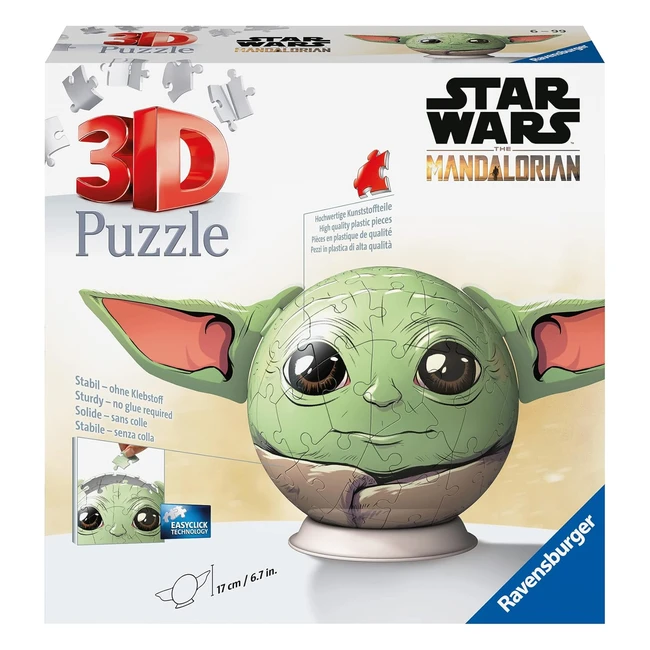 Ravensburger Puzzle 3D Grogu 72 pezzi - Star Wars - Supporto Espositivo