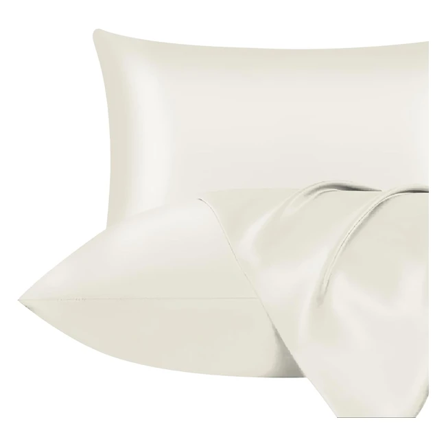 Lazzaro Home Satin Silk Pillowcases 2 Pack - Hair & Skin - Envelope Closure - 50x75cm Ivory White