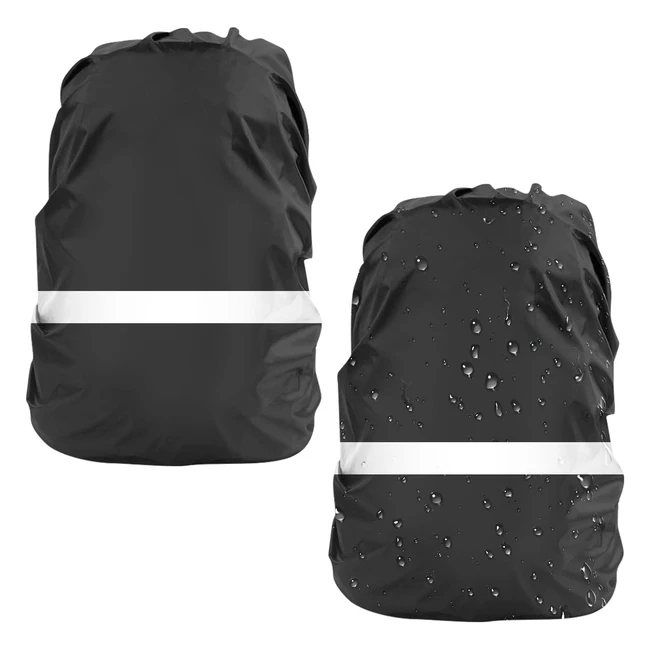 Lama 2pcs Waterproof Rain Cover for Backpack M 26L40L Black Reflective Antidust Antitheft