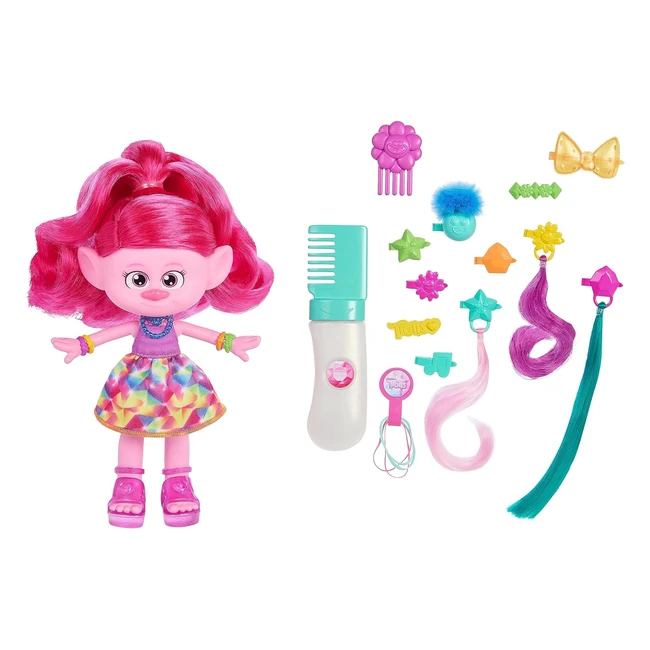 Poupée Poppy Trolls 3 Cheveux Paillettes +15 Accessoires Enfant 3 ans HNF25