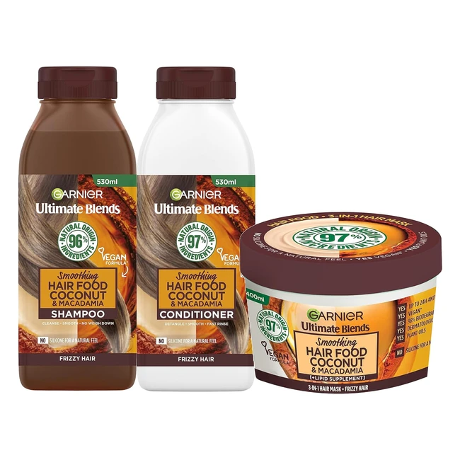 Garnier Coconut Hair Food Set - Nourishing & Smoothing - Dry & Frizzy Hair - #1 Haircare Regime