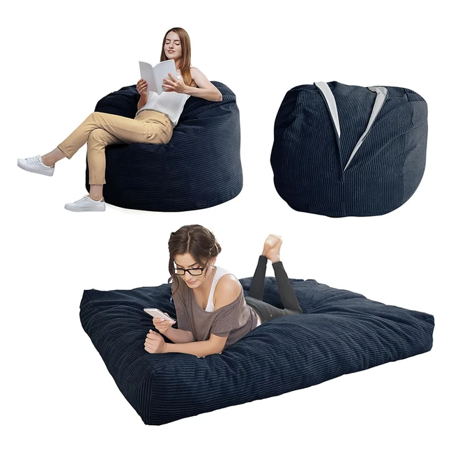 Maxyoyo Bean Bag Bed Convertible Dark Blue Double #Sofa #SoftCover #FluffyFilling