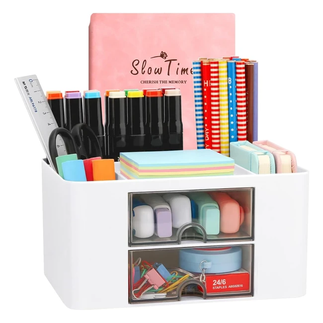 Organizer scrivania Wlevzzor con 7 griglie in plastica bianco