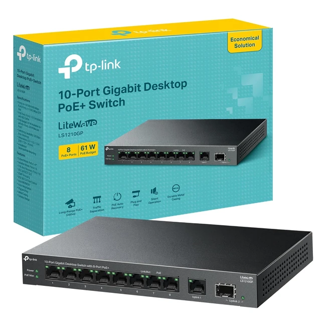 TP-Link 10-Port Gigabit Desktop Switch with 8-Port PoE LS1210GP