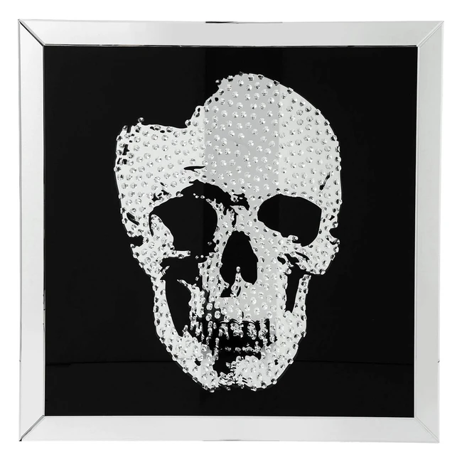 Kare Bilderrahmen Spiegel Totenkopf Design Schwarz Glas 45 x 100 x 100 cm