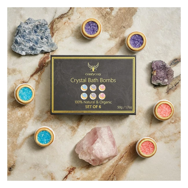 ComfyCozy Crystal Bath Bombs Luxury Gift Set - Relaxation Beauty Pamper | Vegan Organic Bathbombs