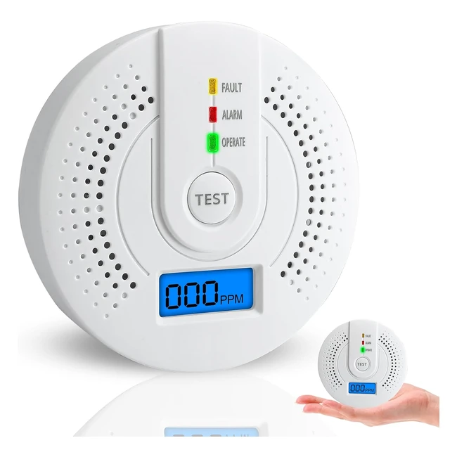 Carbon Monoxide Detector CO Alarm Digital Display LED Screen Home Office EN50291