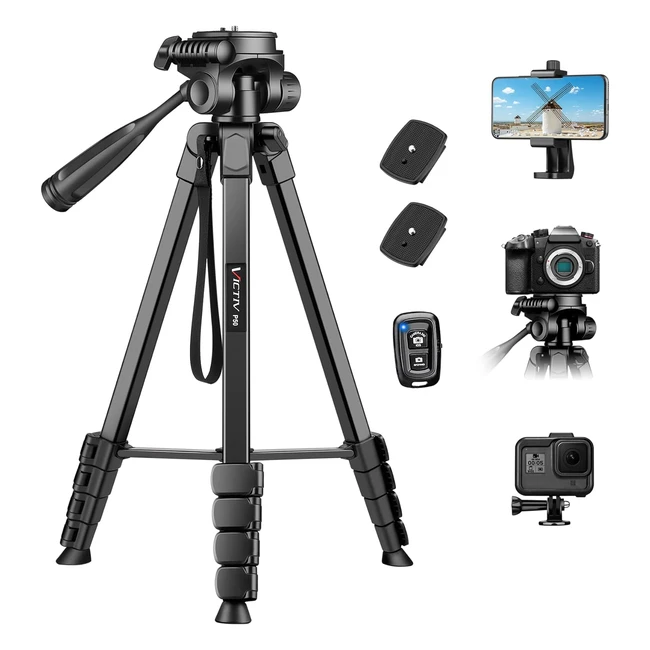 Victiv Trépied Appareil Photo 172cm Aluminium Portable Smartphone Amélioré iPhone Samsung Canon Nikon Sony DSLR
