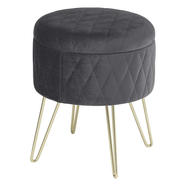 WOLTU SH63DGR Sitzhocker mit Stauraum Polsterhocker Samtstoff Golden Metallbeine