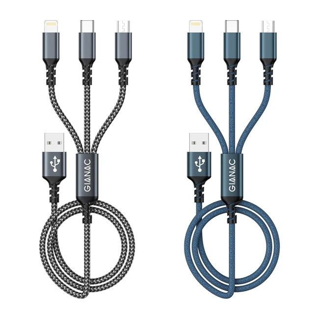 Cable de Carga 3 en 1 12m 2Pack - Carga Rpida - Samsung Huawei iPhone