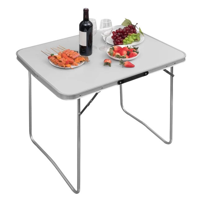 WOLTU CPT8128 Klapptisch 80 x 605 x 70 cm Aluminium und MDF für Picknick Strand Outdoor Grau