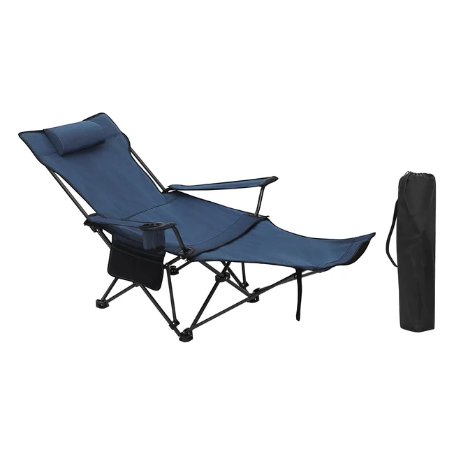 WOLTU Campingstuhl Angeln Stuhl Ultraleicht Liegestuhl mit Fußstütze Getränkehalter Aufbewahrungstasche Sonnenstuhl Blau CPS8148BL