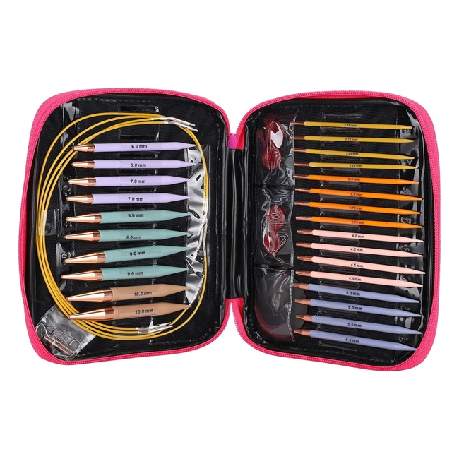 Ensemble daiguilles interchangeables 13 paires circulaires 275mm-10mm tricot