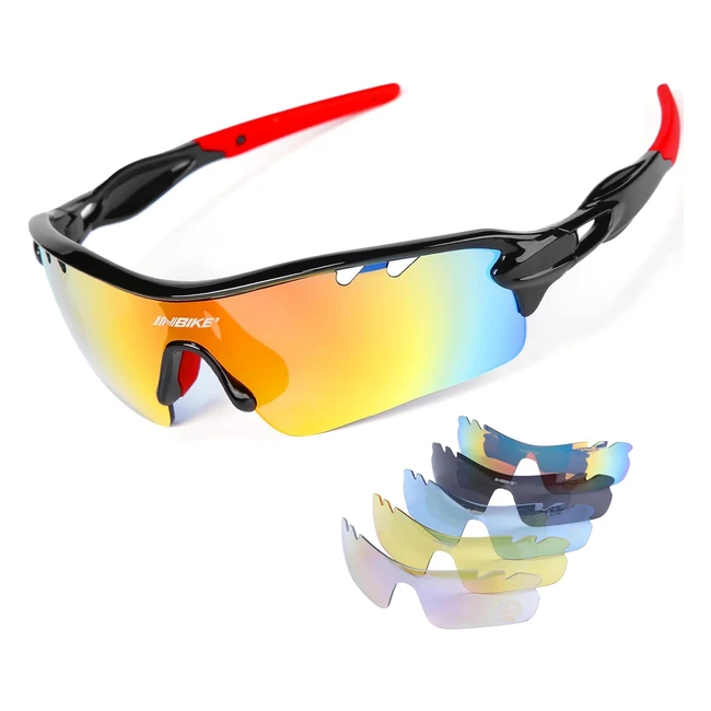 Gafas Sol Polarizadas Inbike con 5 Lentes Intercambiables UV400 - Deportivas para Running MTB Bicicleta