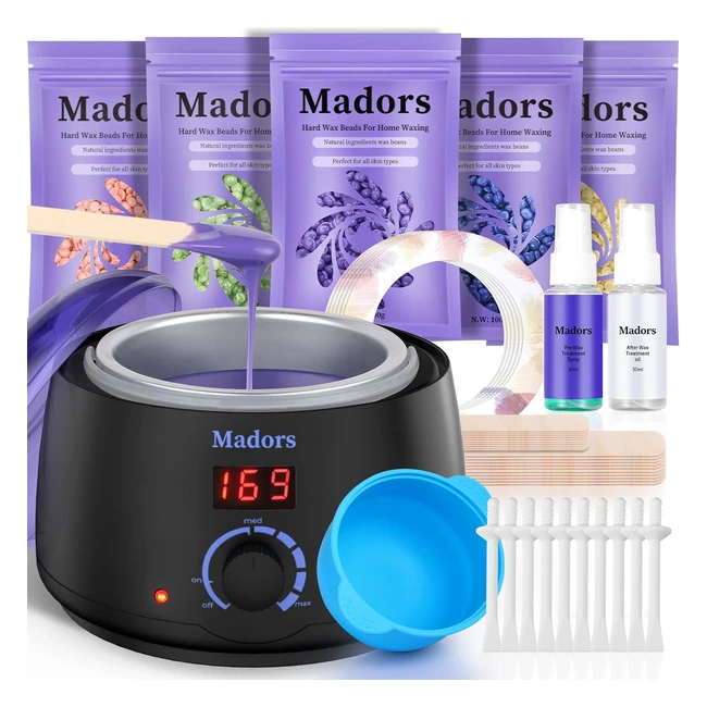 Madors Waxing Kit for Women - Intelligent Temperature Control Wax Machine with Hard Wax Beads - Full Body Hair Removal at Home