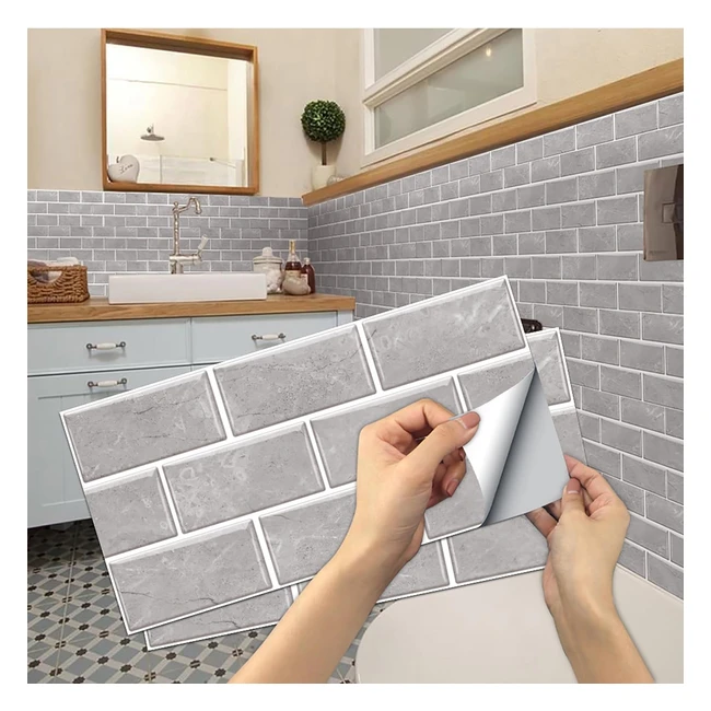Pegatinas de Baldosas Adhesivo de Pared PVC Decorativos 12 Piezas - Gris 15 x 30 cm