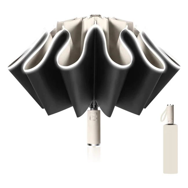 Parapluie invers automatique 10 baleines - HommeFemme - Anti-venttempte - 