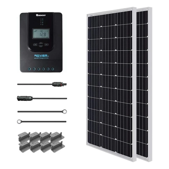 Renogy 12V 1kWh Solaranlage Inselanlage Set 200W 12V Monokristallin 20A MPPT