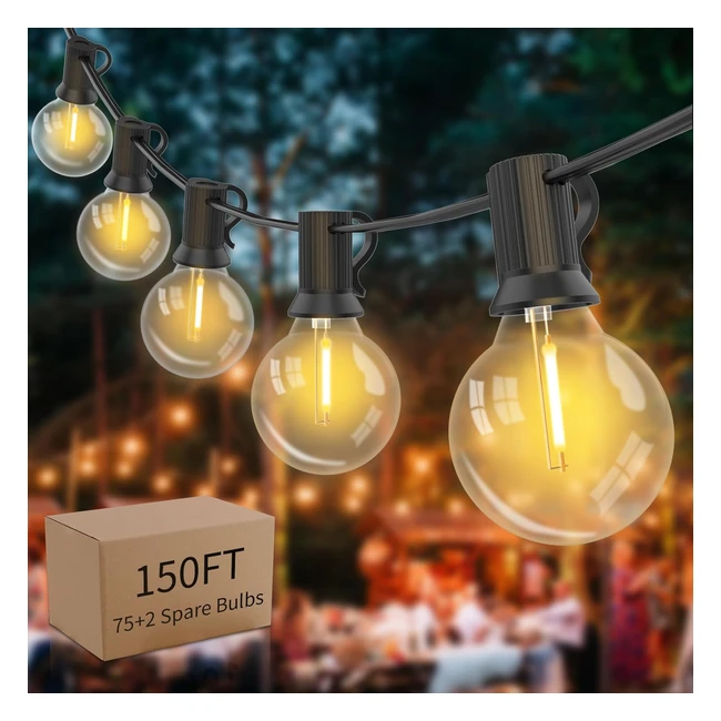 Yuusei Festoon Lights Outdoor 150ft LED Waterproof Garden Lights with 752 Shatterproof Bulbs