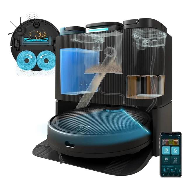 Cecotec Robot Aspirateur et Vadrouille Conga 11090 Spin Revolution Homewash - Base Autovide Autonettoyante - Navigation Laser Ultrasons - 5000 Pa