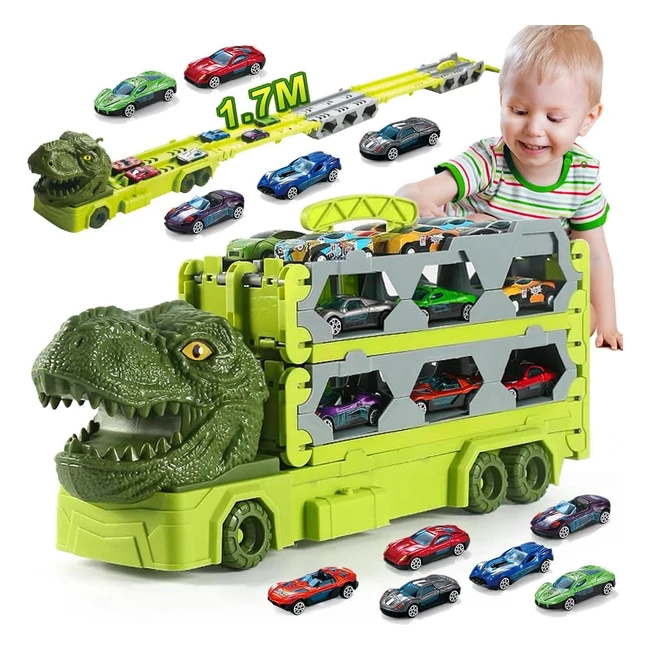 Vatos Camion de Transport Jouet Voiture Garons 3-7 ans Dinosaure Circuit Course Portable