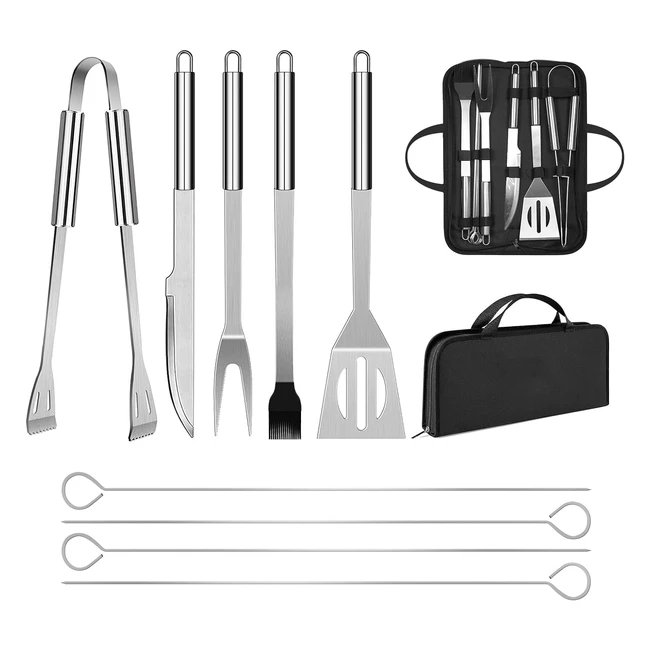 Set Utensili BBQ Acciaio Inox Professional 9 Pcs - Facile da Trasportare