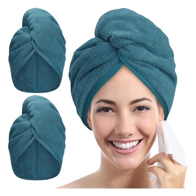 Youlertex Microfibre Hair Towel Wrap 2Pack - Super Absorbent Rapid Drying Towel 