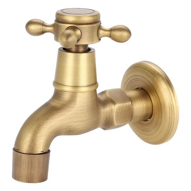 Grifo Vintage Latón Pared Manija Cruzada Acabado Cepillado