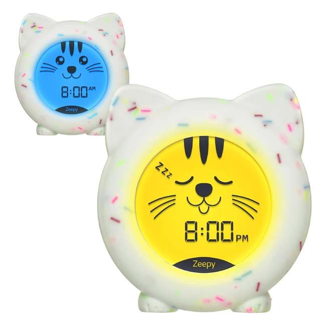 Zeepy Toddler Sleep Trainer Clock USB Rechargeable Cute Kids Alarm Clock - Drop Proof Baby Night Light