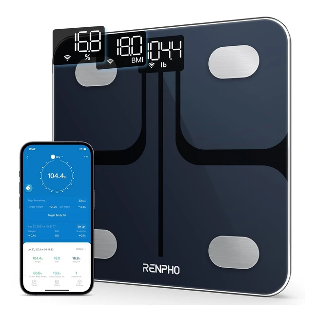 Renpho Krperanalysewaage WLAN Bluetooth BMI App Fitness StepOn