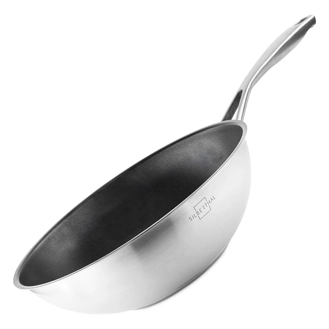 Wok Induzione 28 cm Acciaio Inox Antiaderente - Silberthal