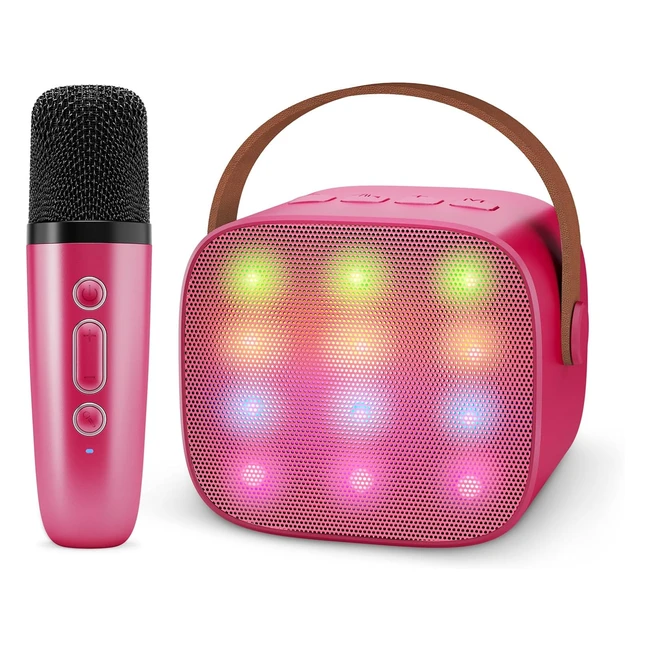 Karaoke Bluetooth per bambini Ankuka con microfono wireless luci led rosa scuro