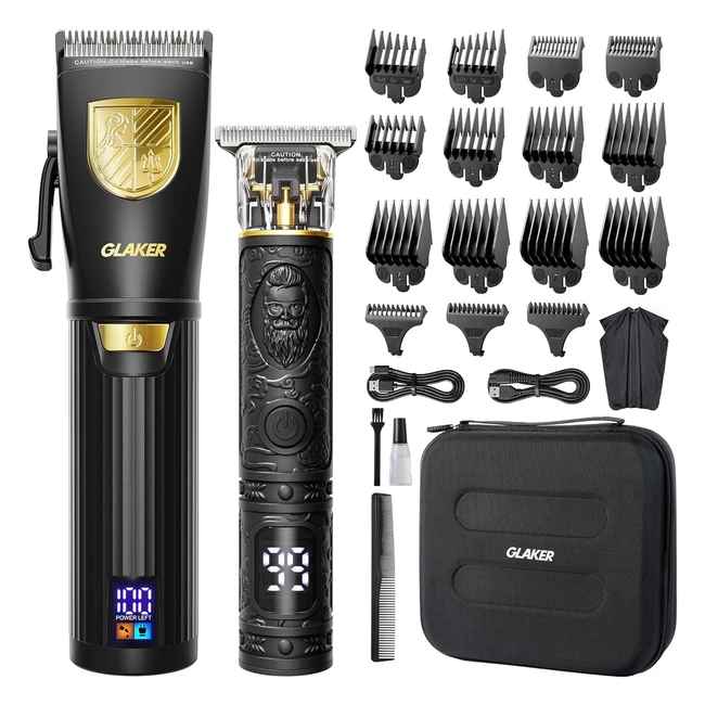 Kit Tondeuse Cheveux et Barbe Professionnel Glaker - Tondeuse Cheveux Hommes sans Fil avec Ecran LED
