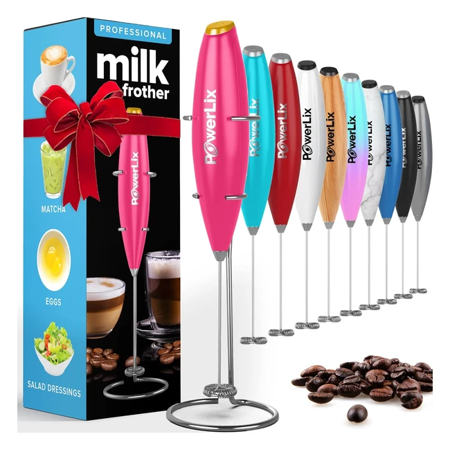 PowerLix Milk Frother Handheld Whisk Electric 19000rpm Mini Drink Mixer - Latte 