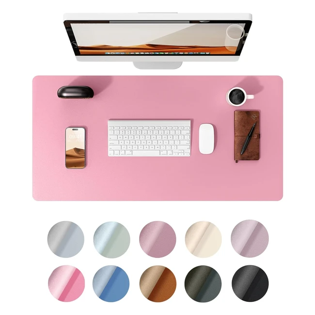 YSAGI Large Leather Desk Mat Non-Slip Pink 60x35cm - Waterproof PU Laptop Mat