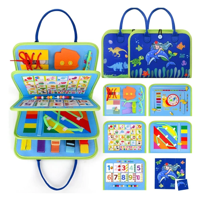 Devolamn Busy Board Montessori per Bambini 1-4 Anni - Puzzle Sirena Blue