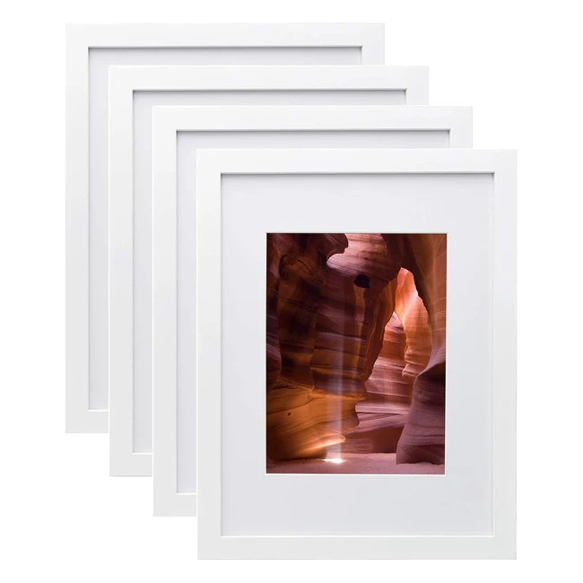 Egofine 12x9 Photo Frames White Set of 4 - High-Quality Wood Frames with Acrylic Glass - Tabletop & Wall Mounting Display