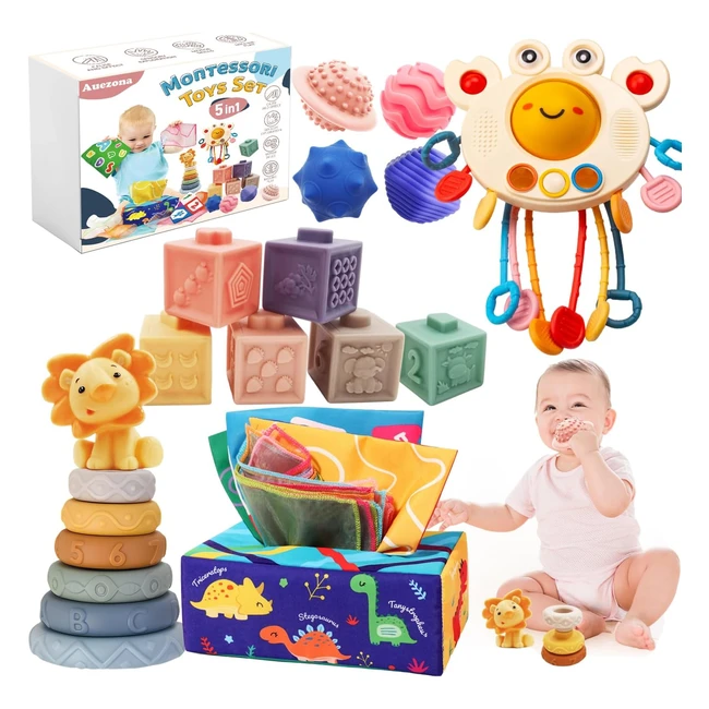 Juguetes Montessori 5 en 1 - Bloques Apilables - Regalo para Bebés y Niños de 6 Meses a 3 Años