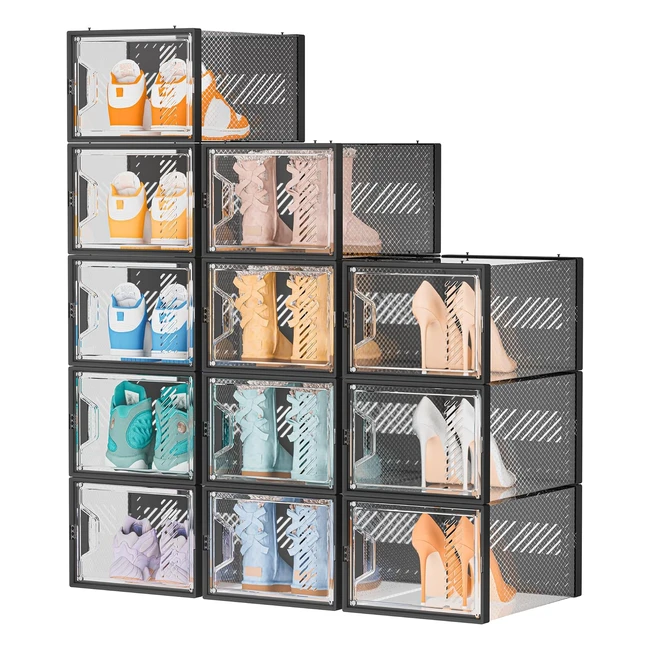 SimpDIY Shoe Storage Box12 Pcs Clear Plastic Stackable Organizer UK 12